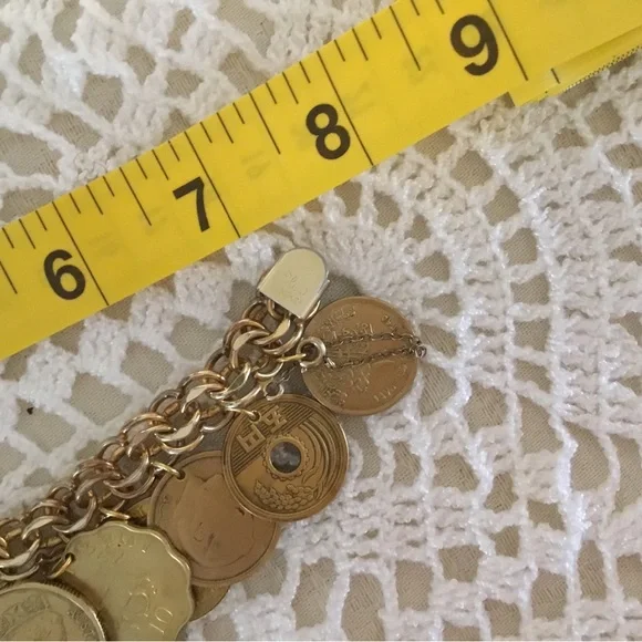 🌹Host Pick- Gold 15 Coin Heavy Charm Bracelet/ ELCO 1/20,12 K Gold Filled - Picture 12 of 16